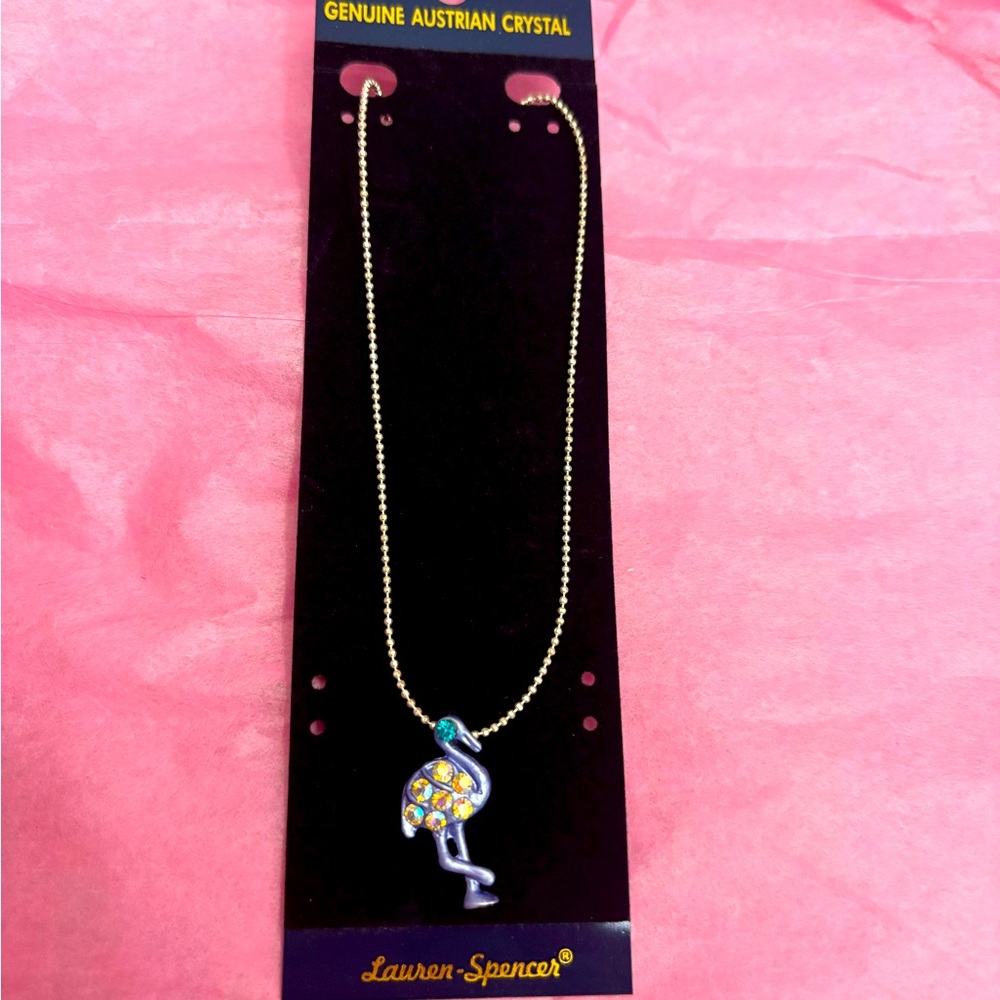 Lauren-Spencer Flamingo Necklace with Crystals